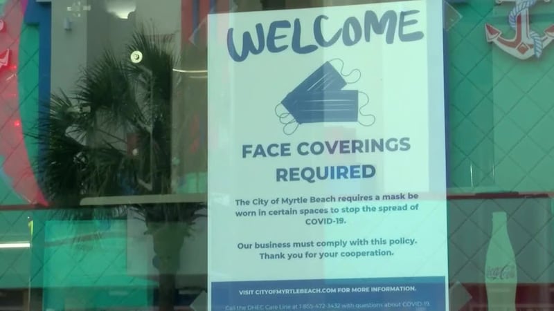 City of Myrtle Beach face mask sign