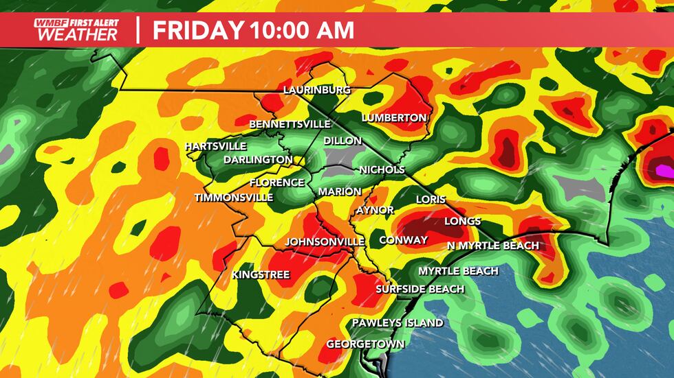 Heavy rain, strong winds arrive Friday morning