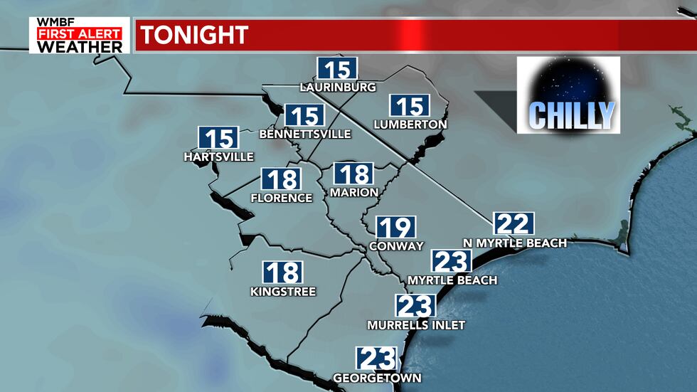 Overnight lows will fall into the upper teens and lower 20s tonight, allowing for any moisture...