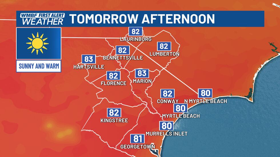 Sunny skies and warm again.