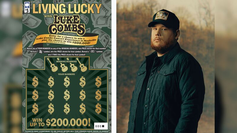 Fan wins big off of a Luke Combs scratch-off lottery ticket.