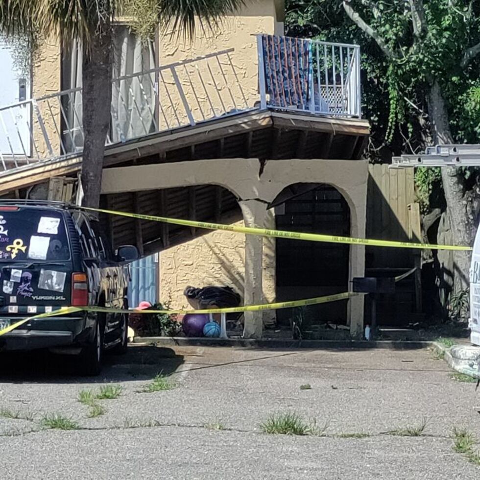 Caution tape was put up around the deck