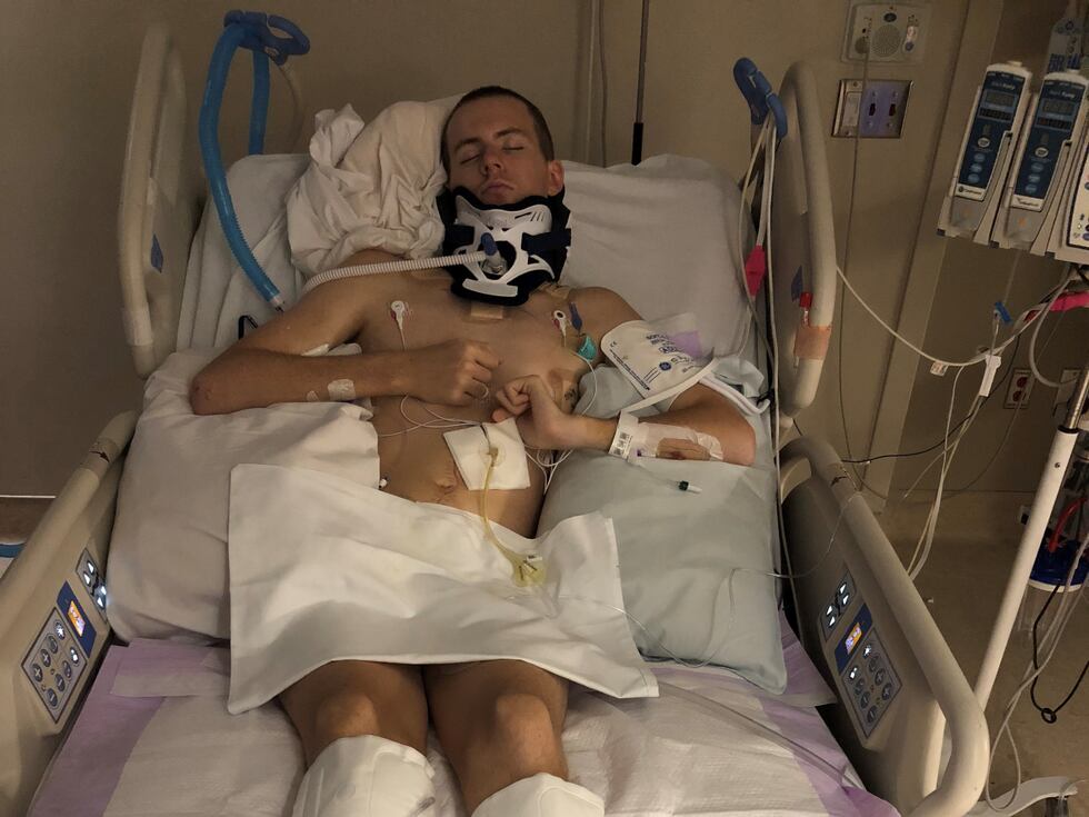 Pierson recovering in the hospital after a car accident in September 2018
