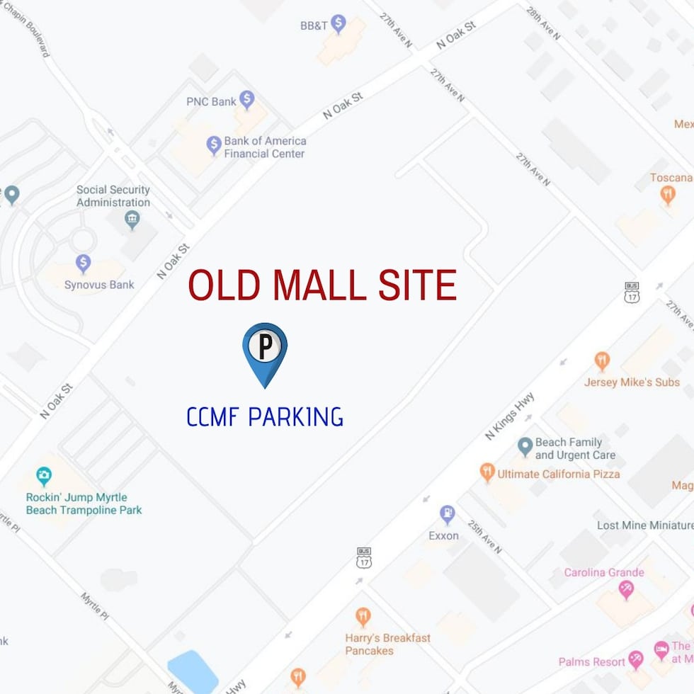 CCMF parking will be located at the “Old Mall Site” in Myrtle Beach which is located between...