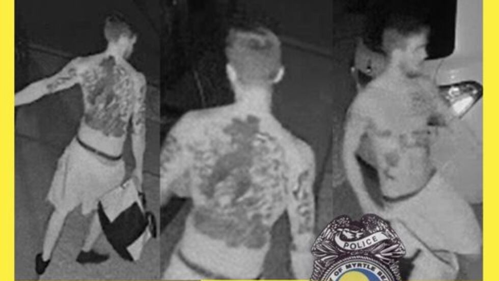 Myrtle Beach police are searching for this man who they said broke into several cars in the...