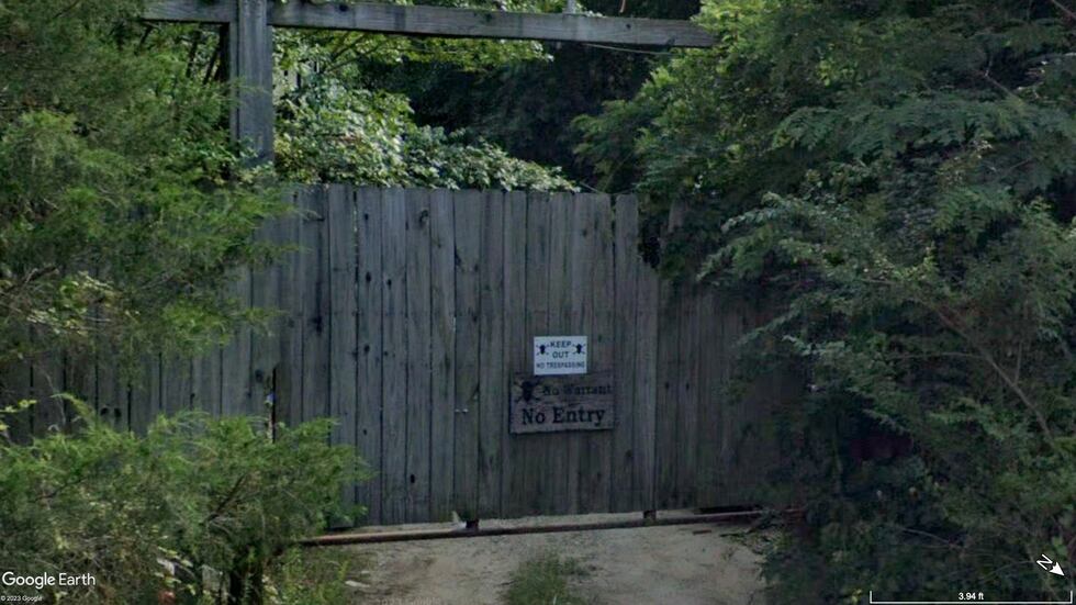 Gate on property in Chester, SC owned by Rex Heuermann and his brother. Heuermann is suspected...