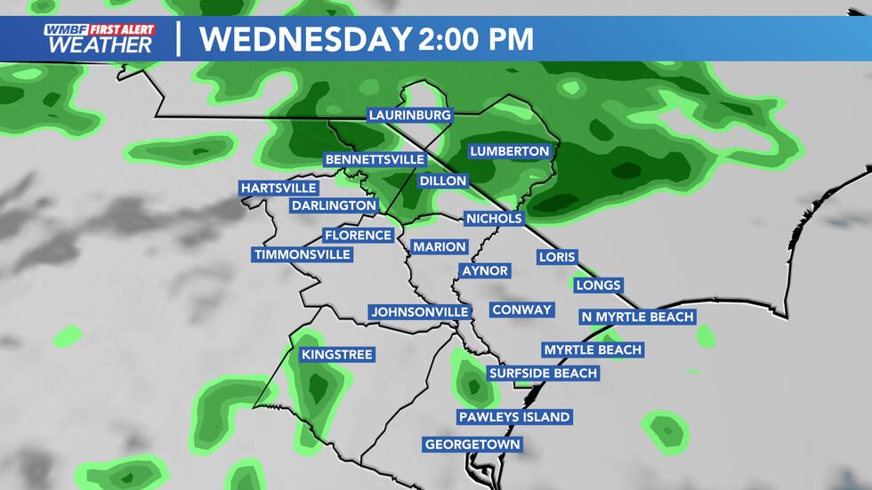 Clouds are expected Wednesday and an isolated shower will be possible Wednesday afternoon.