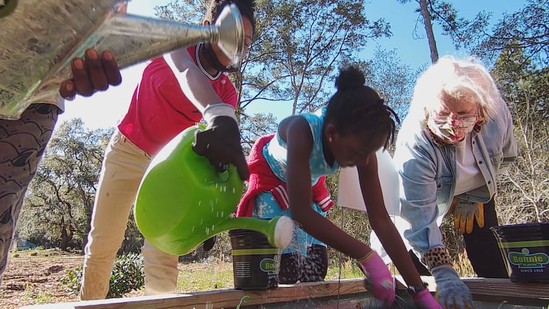 Kids work after school in the Pawleys Island Community Garden.
