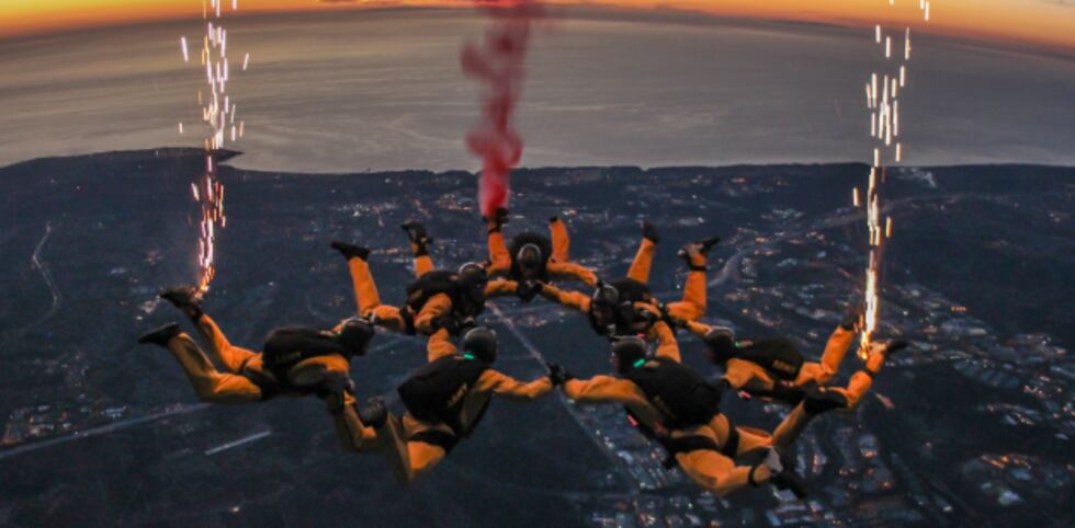 The Golden Knights perform day and night jumps in cities across the country. (Source: Army...