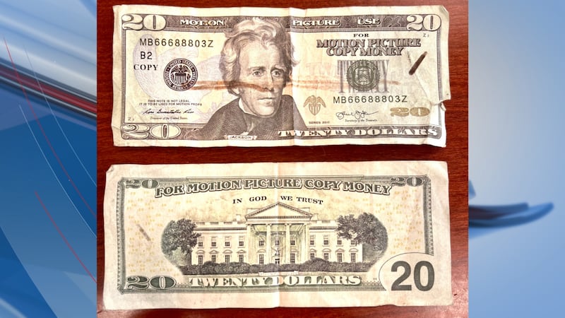 Sheriff's office warns of fake movie prop money being used at