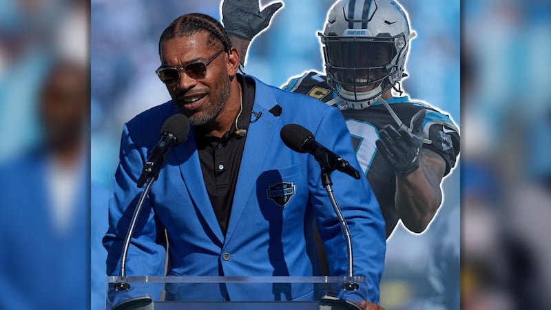 Former Carolina Panthers defensive end Julius Peppers was inducted into the Hall of Honor...