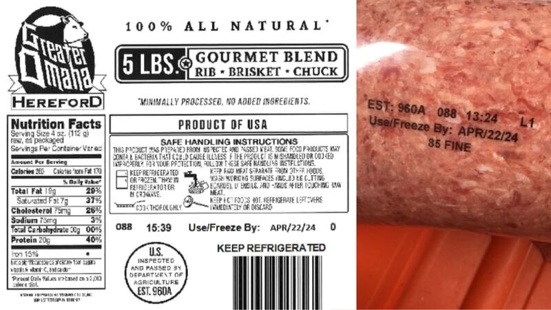 The USDA says ground beef products may have been contaminated with E. coli.