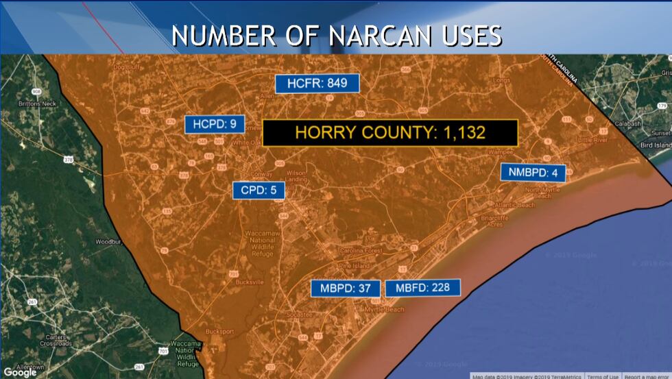 From 01/01/2019-11/26/2019, there were 1,132 dose of Narcan given in Horry County.