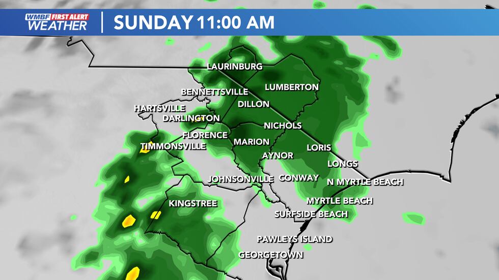 Showers return to the forecast Sunday