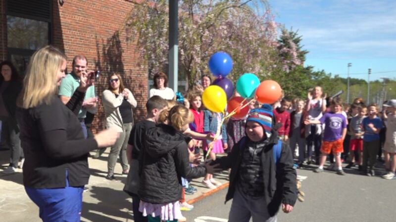 8 year old Colby Annis spent two months in Boston undergoing radiation and chemotherapy for an...