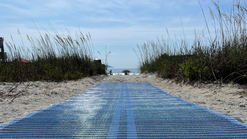 The mat installed at 3rd Avenue North access in Surfside Beach provides a smooth and stable...
