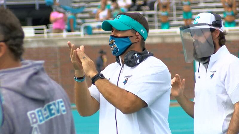 CCU head football coach Jamey Chadwell during the Chants game against Arkansas State on Oct....