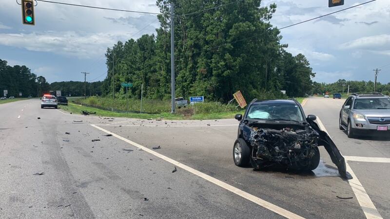 A two-car crash in Longs Monday afternoon injured one person.
