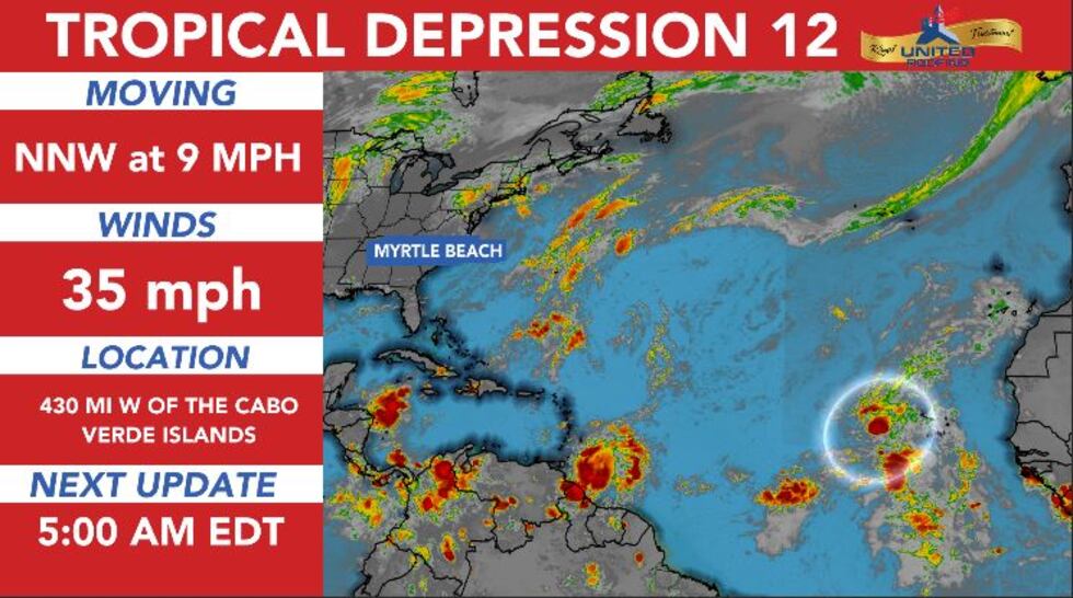 Tropical Depression 12 has formed near the coast of Africa.