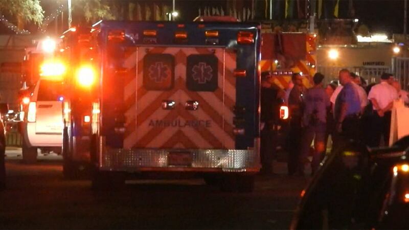 Authorities respond to a shooting at the Tri-State Fair & Rodeo in Amarillo, Texas on Monday...